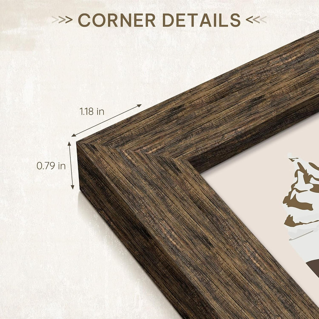 24x36 Rustic Brown Poster Frame, Picture Frame for Wall - Set of 3