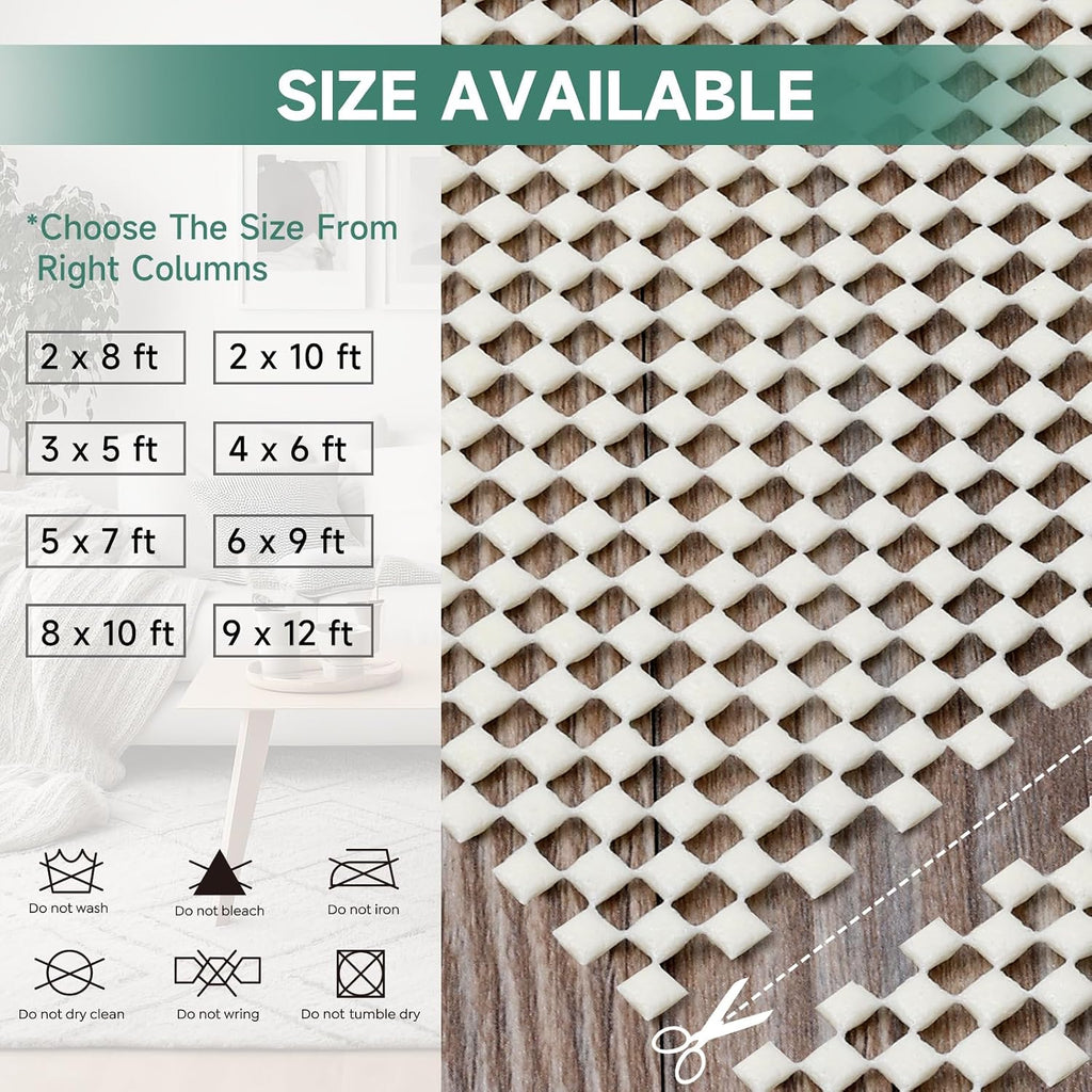 Non Slip Rug Pad Rug Gripper for Hardwood Floors, Extra Thick Non Slip Mat Under Carpet (9'x12') - Set of 9