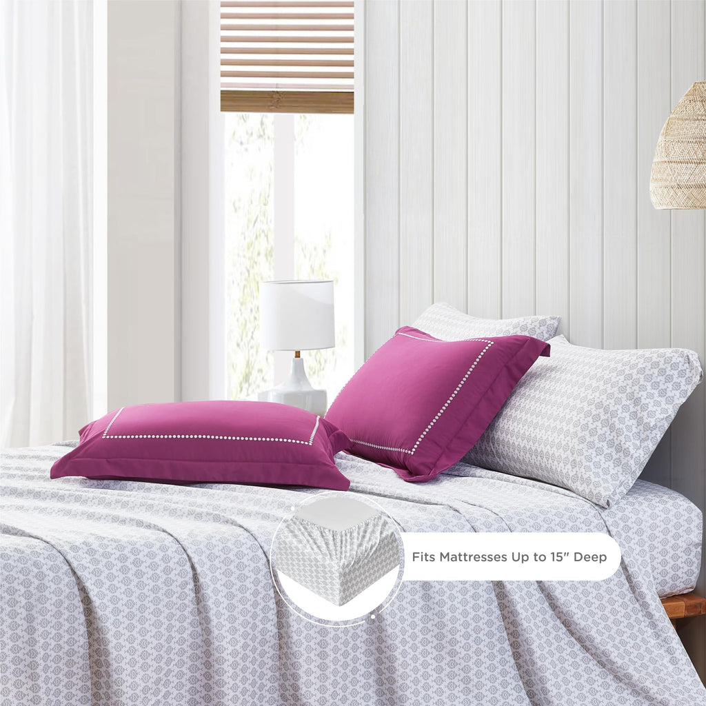 Twin Complete Comforter Sets, Lattice Boho Bed in A Bag, Microfiber Bedding Set with Side Pockets, Matching Decorative