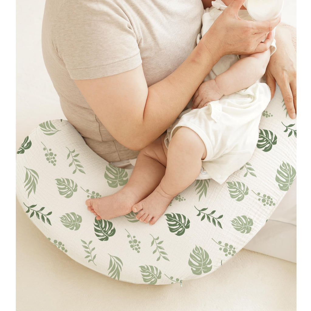 Muslin Nursing Pillow Covers, 2 Pack, Soft & Adorable Slipcovers with Zipper Closure, 100% Cotton Covers for