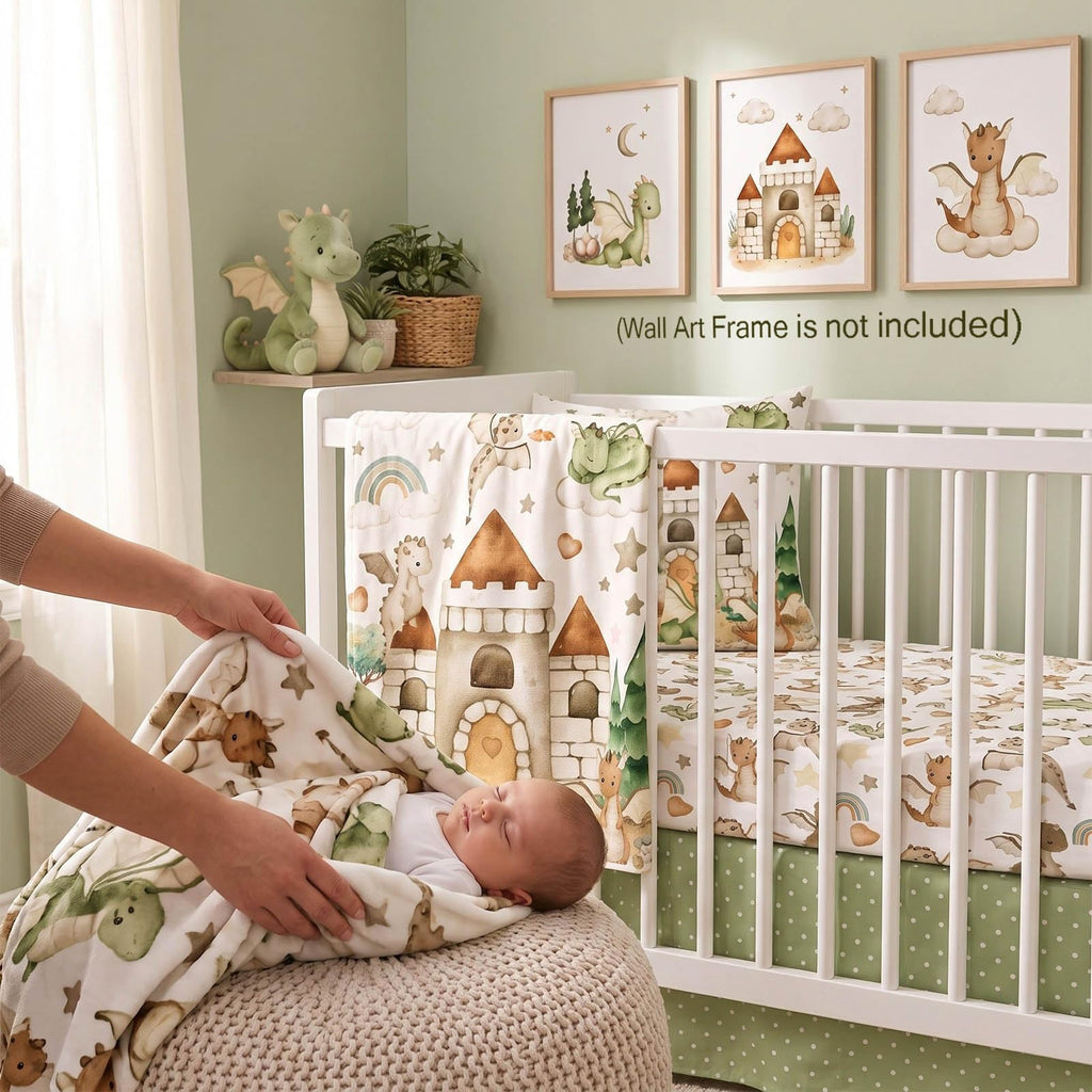 5 Pcs Baby Crib Bedding Set, Dragon Nursery Baby Crib Set