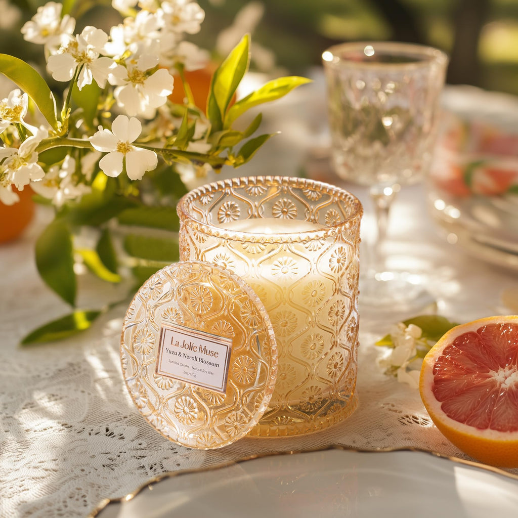 Yuzu Neroli Scented Candles, Natural Soy Wax 40 Hrs