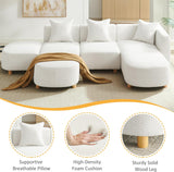 VANOMi 109.84" Modular Sectional Sofa with 3 Pillows, Convertible 5-Seater Comfy Boucle Cloud Couch with Ottoman