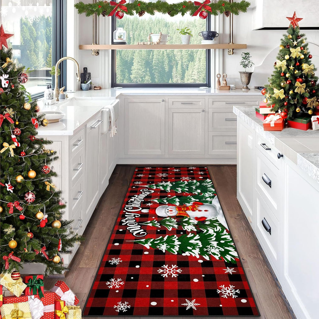 Area Rug Entry Runner Rug, 2' x 6', Christmas Plaid