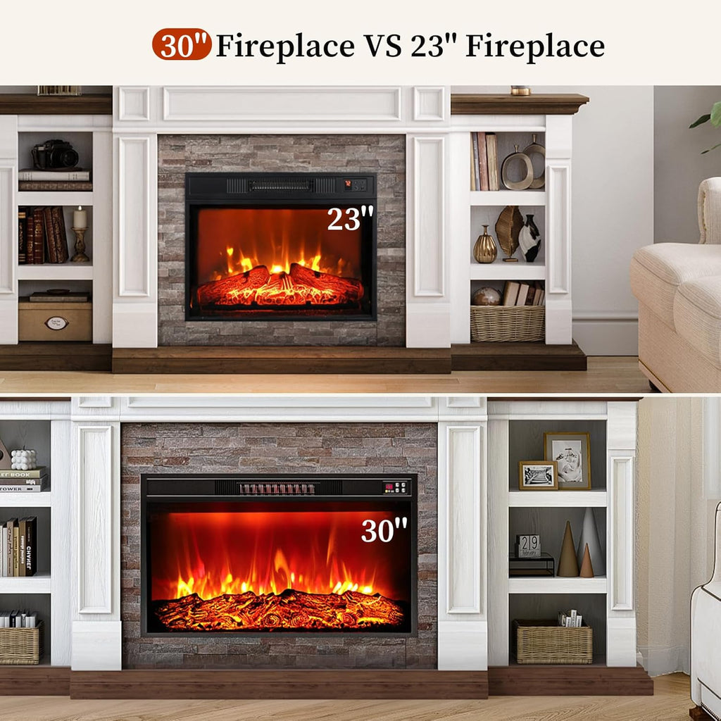 80" Fireplace TV Stand for TVs Up to 90 Inch, Electric Fireplace with Mantel