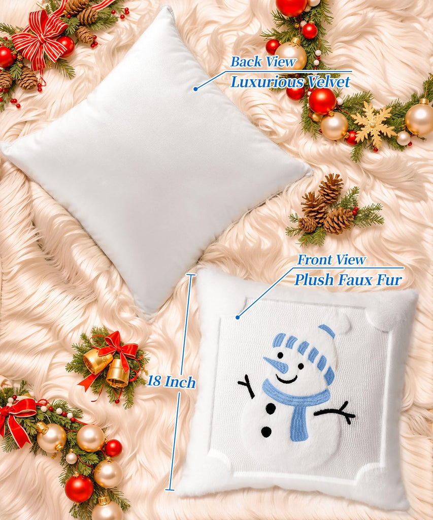 Faux Fur Christmas Pillow Covers 20x20 Set of 2