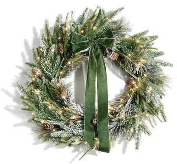 Christmas Wreath for Front Door with Lights, 22 in Cypress Wreath