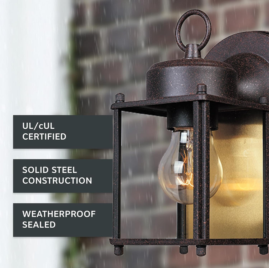 1161-RP Porch Outdoor Wall Lantern Sconce, 8in H, Rust Patina