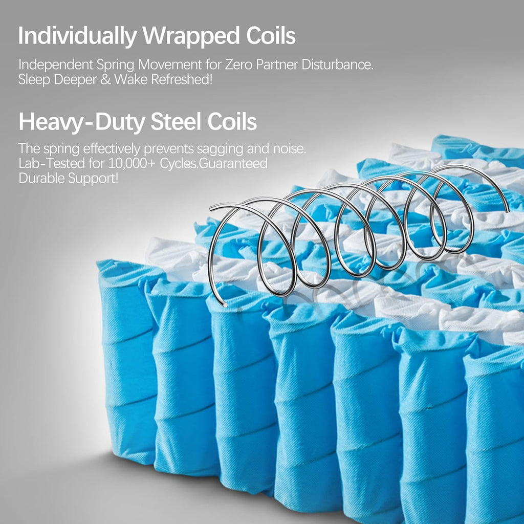 12 inch King Size Mattress in a Box,Gel Hybrid Memory Foam Individually Wrapped Pocket Springs for Motion