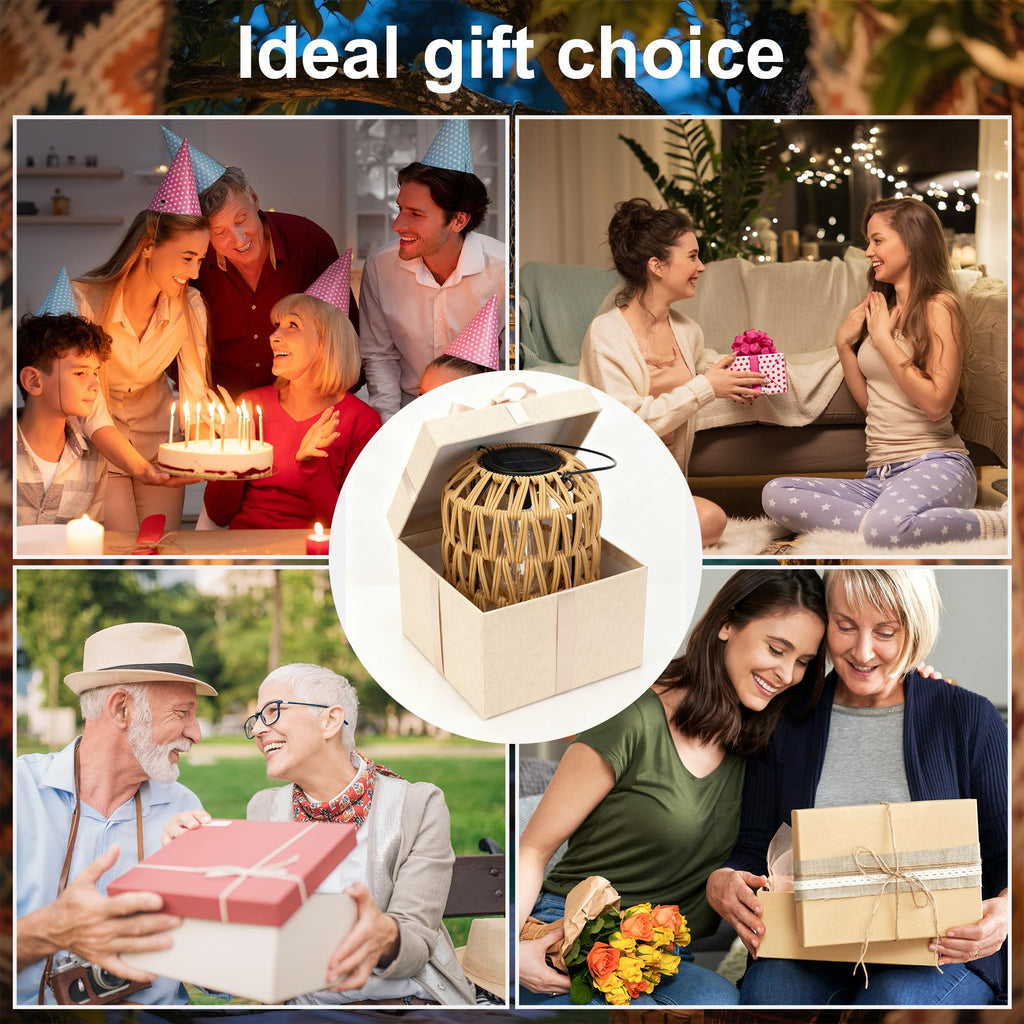 Solar Lanterns Outdoor Waterproof, Rattan Solar Lights for Yard