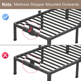 18 Inch Queen Bed Frame with Rounded Corner and Headboard Hole Mattress Retainers 3500LBS Metal Heavy Duty Steel Slats