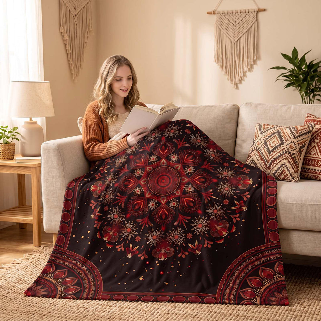 Boho Mandala Throw Blanket 50 x 60 Inch