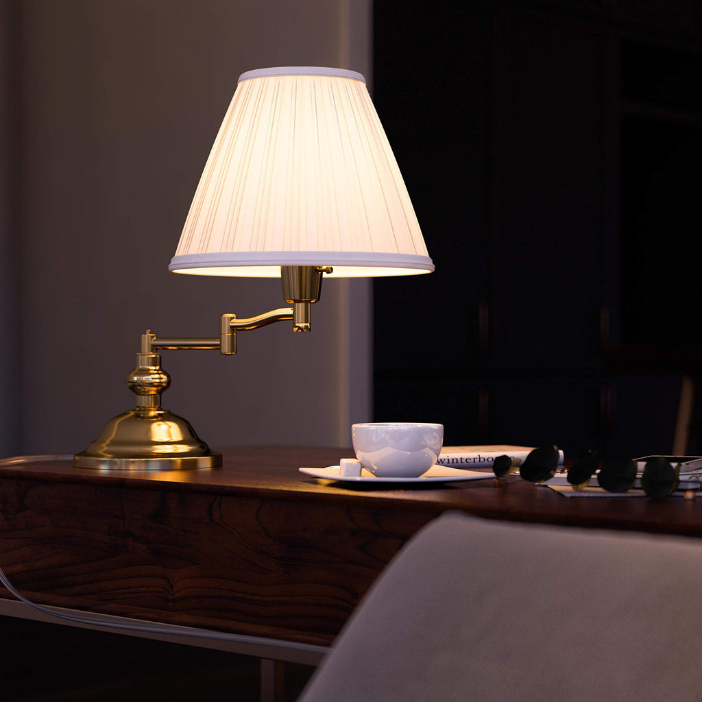 Classic Swing Arm Swing Arm Desk Lamp with Polished Brass Finish, Classic Style, 16" Height, 16" Width, 12.5" Depth