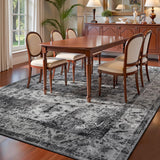 8x10 Washable Vintage Boho Area Rug, Distressed Non-Slip Carpet for Living Room Bedroom Black