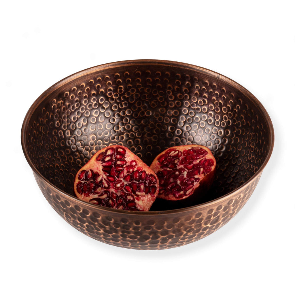 Antique Copper Mixing Bowl 7.5" - Handcrafted Hammered Copper Bowl for Whisking Eggs, Tossing Salad, Serving, or