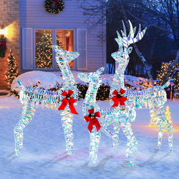 3-Piece Christmas Lighted Iridescent Reindeer Family Set