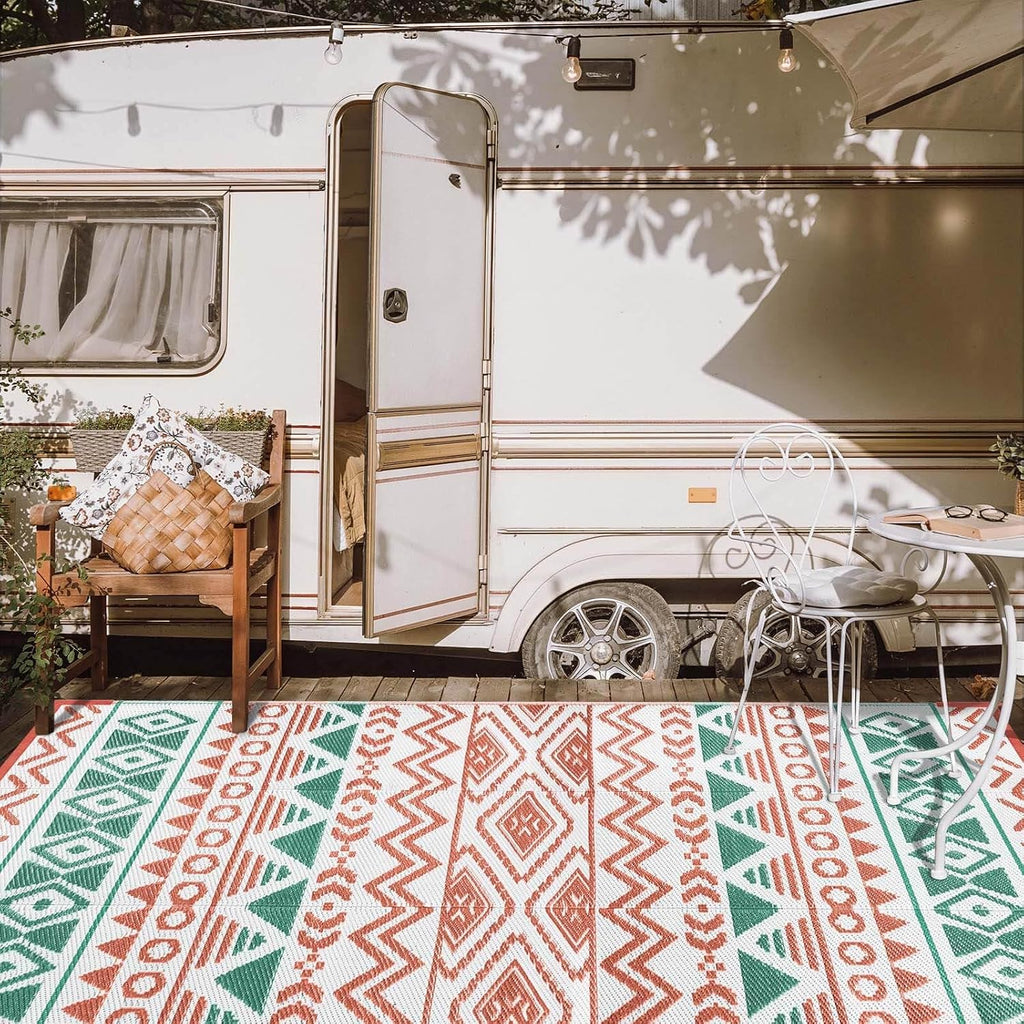 Waterproof Reversible Patio Rug, Plastic Straw Mat for RV Camping