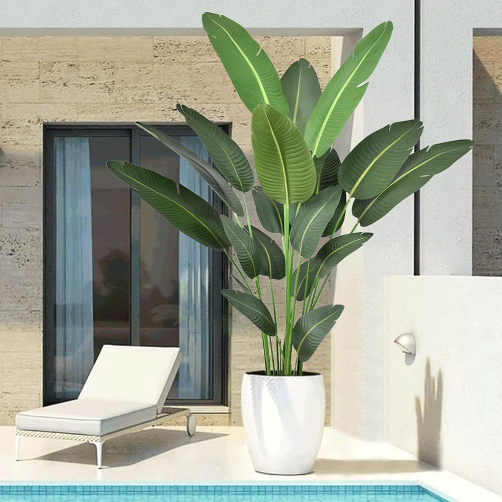 Artificial Bird of Paradise Tree 7FT with 19 Leaves Realistic Thick Banana Leaf Tall Large Faux Tropical Plant 82