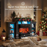 LED Electric Fireplace TV Stand with Outlet, 72'' Fireplace Mantel for TVs up to 80''