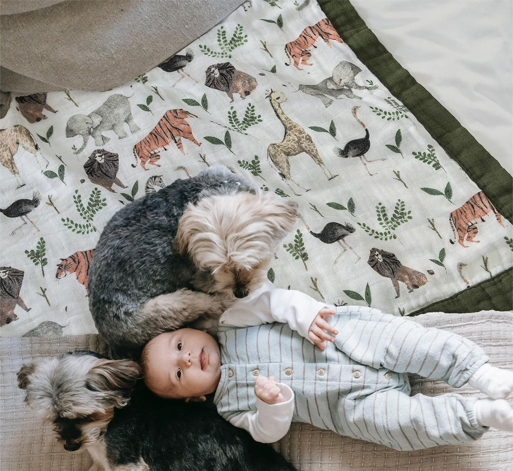 Jump Muslin Quilt Toddler Blanket - Silky Soft and Breathable Baby Quilt - Oversized 47" x 47" - 2 Layers Muslin Baby