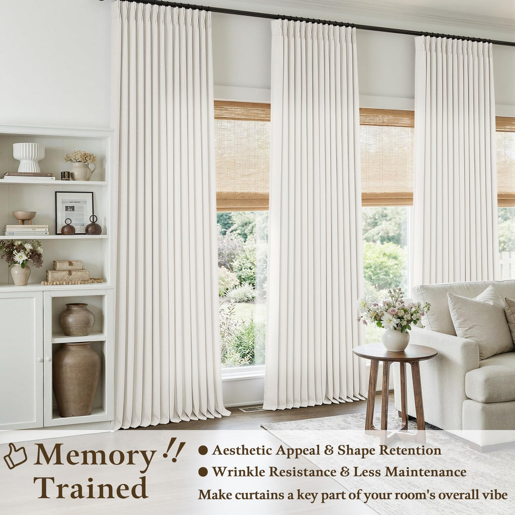 Ivory White Pinch Pleated Linen Curtains 60 Inch Wide 84 Inch Long 1 Panel