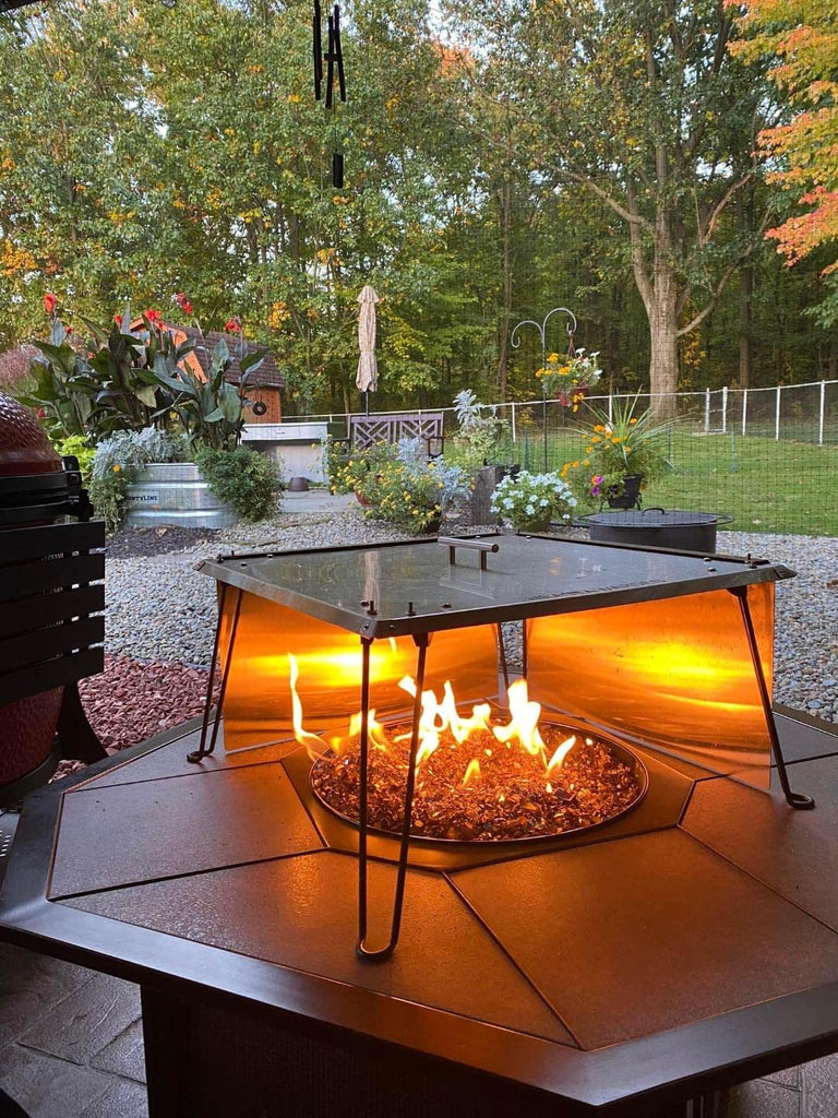 Premium Heat Deflector System with 3 Stainless Steel Sides Turns Your FIRE Pit INTO a Warm and Cozy Outdoor Fireplace!