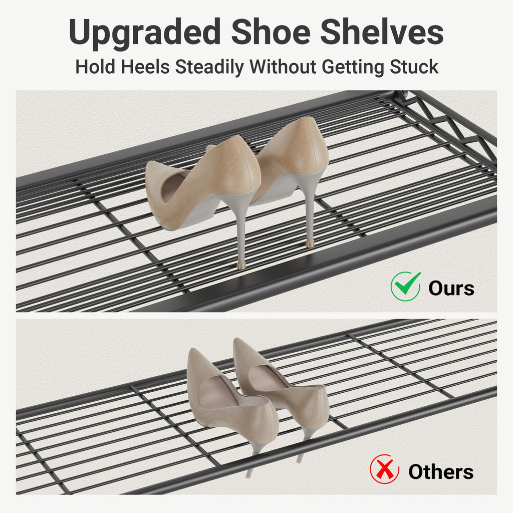 S4 Clothes Rack with Shoe Shelves /Walk-In Closet, Black