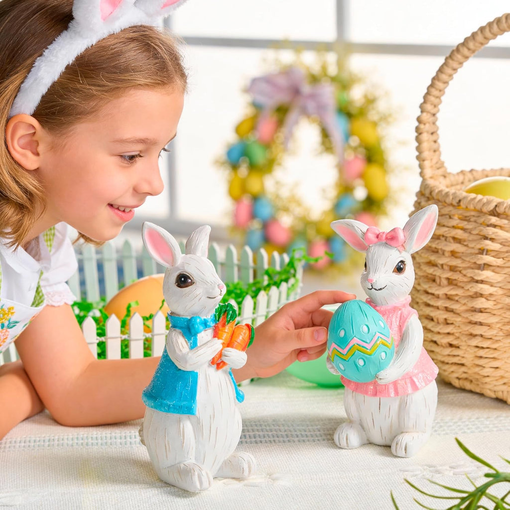 Easter Bunny Decor, Easter Indoor Decorations for Table, Spring Decor, Rabbit, Egg Figuring and Office - Set of 2