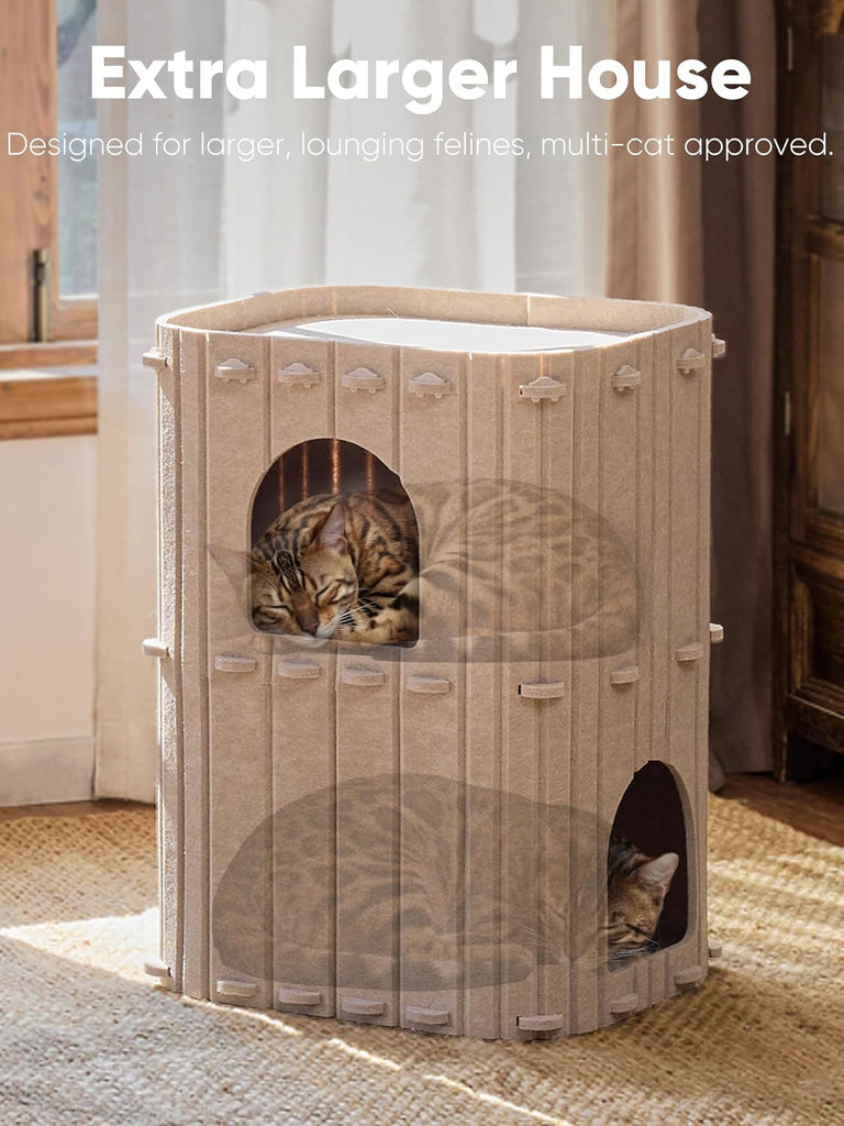 Cat House for Indoor Cats, Warm Felt Cat Bed, Scratch Resistant