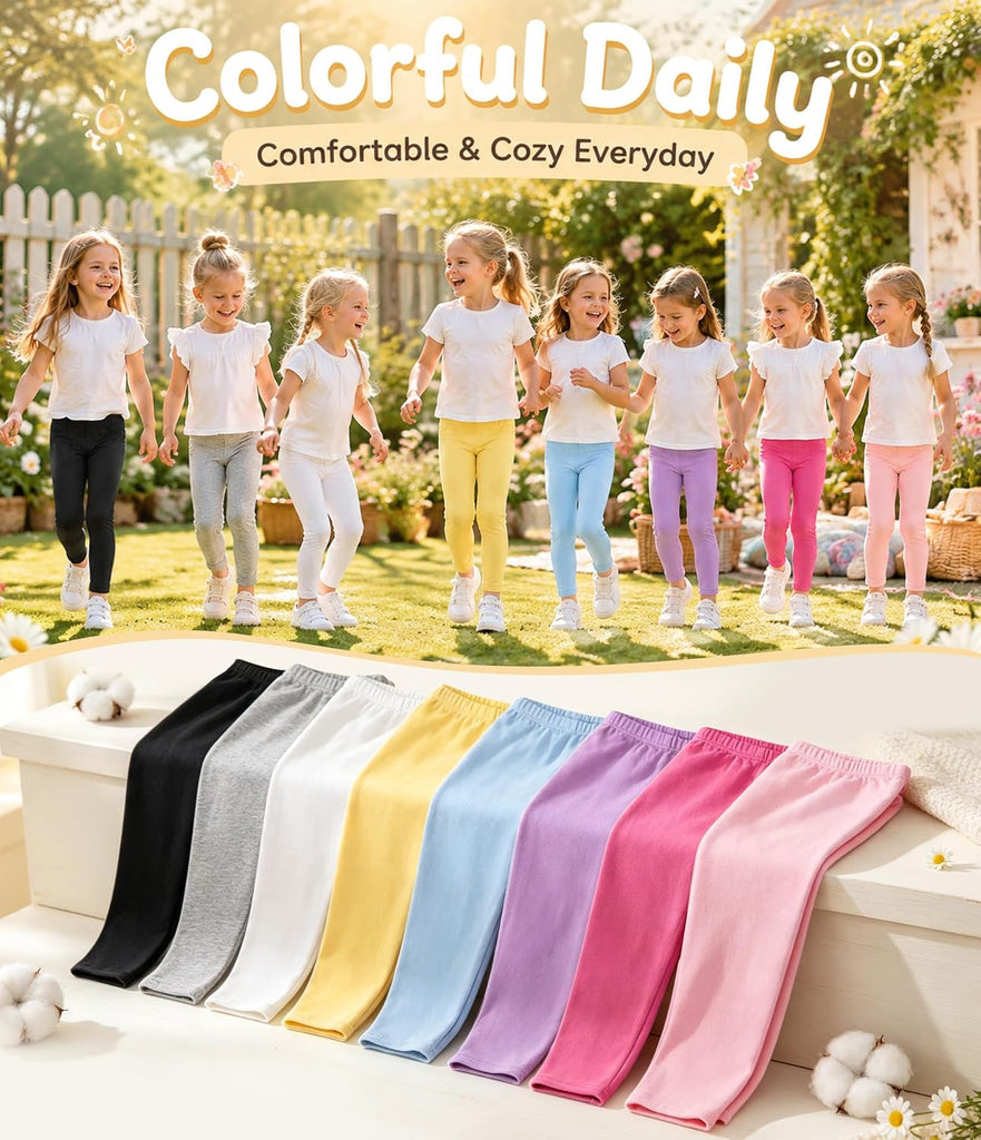 8 Pack Toddler Girls Cotton Leggings Full Length Tight Pants 18M