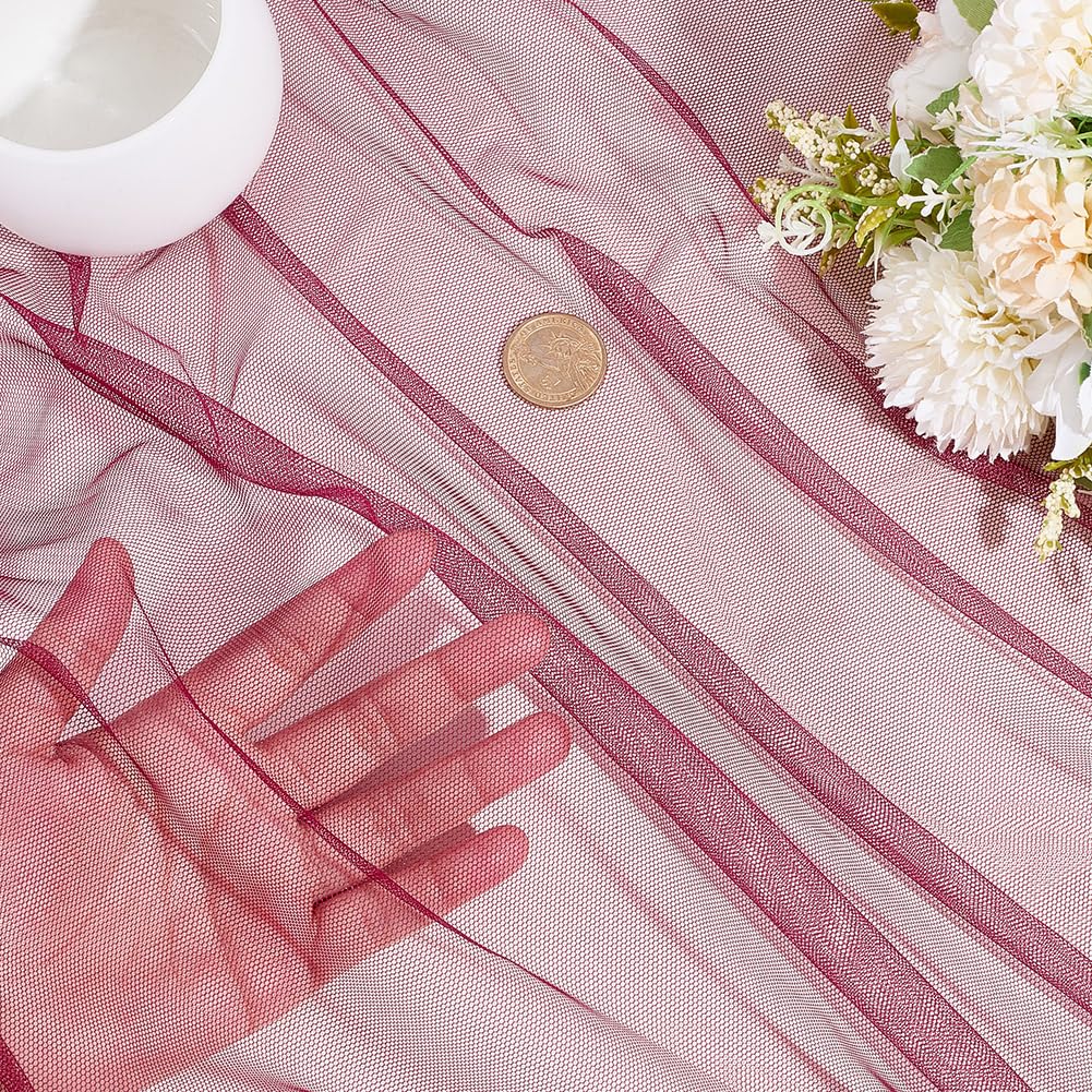 63 Inch Burgundy Mesh Fabric by The Yard Breathable Polyester Netting Tulle Cloth Soft Voile Dark Red Sheer Gauze