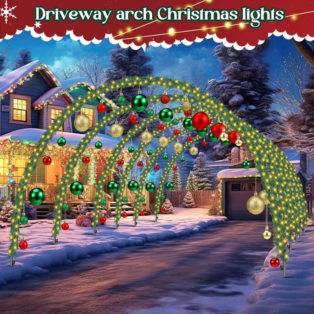 3 Pack 10 ft Christmas Arch Archway Light, Warm White