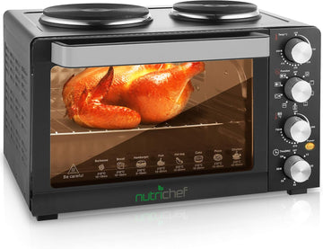 Kitchen Convection Electric Countertop Rotisserie Toaster Oven Cooker with Food Warming Hot Plates, 