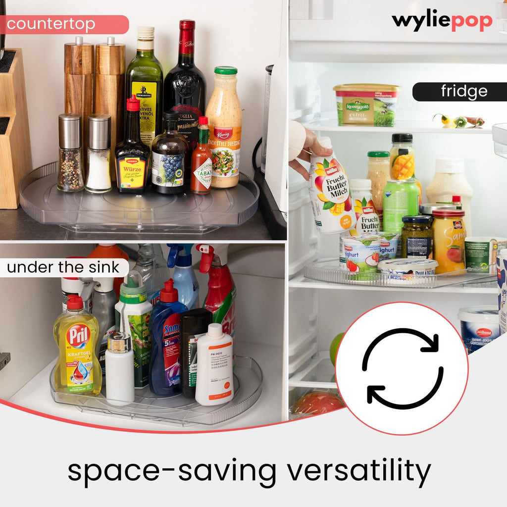 Lazy Susan for Refrigerator - 360° Turntable Refrigerator Organizer and Storage Tray for Fridge, Cabinet & Pantry