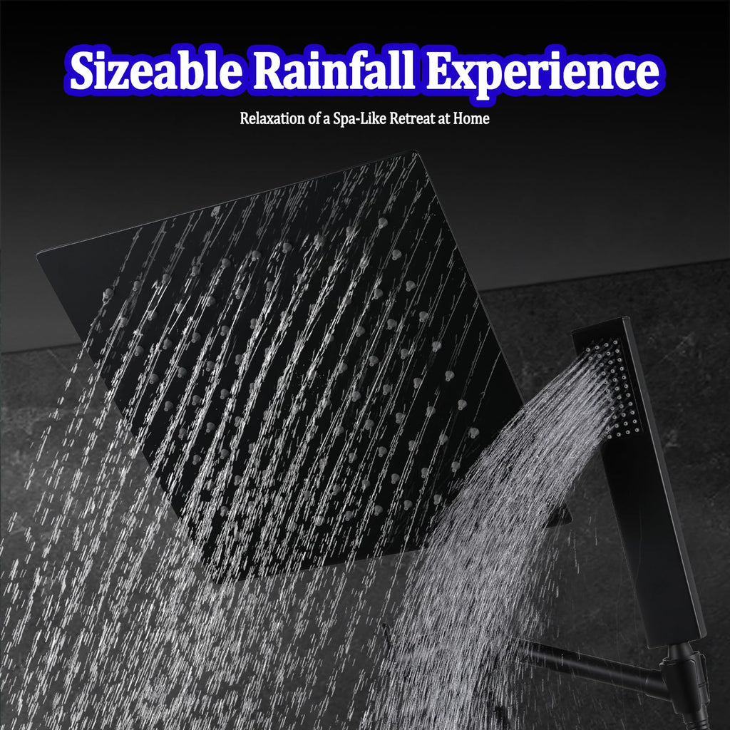 All Metal Rain Shower Head with Handheld Combo, 10 Inch Rainfall Shower Head, Stainless Steel Hand Wand, 3 Setting