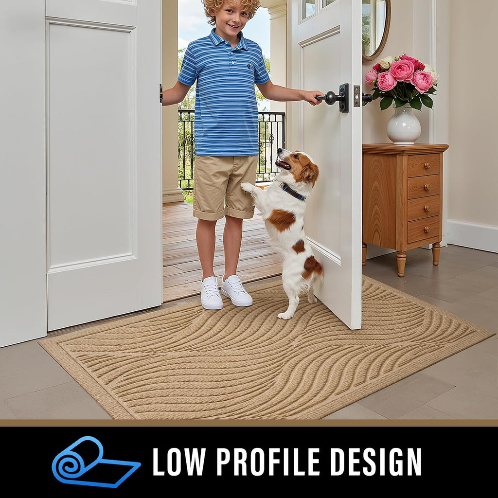 Front Door Mat Outside Entrance, Absorbent and Dirt Resistant Welcome Mat Indoor Outdoor, Non-Slip Backing Entry Mat