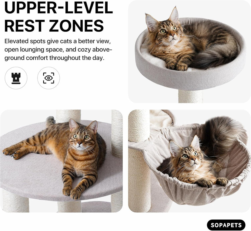 Cat Tree for Large Cats, Extra Large Cat Tower, Beige