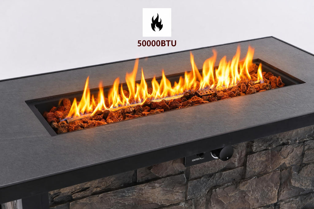48 inch Propane Fire Pit Table with Ceramic Tile Top, 50000 BTU