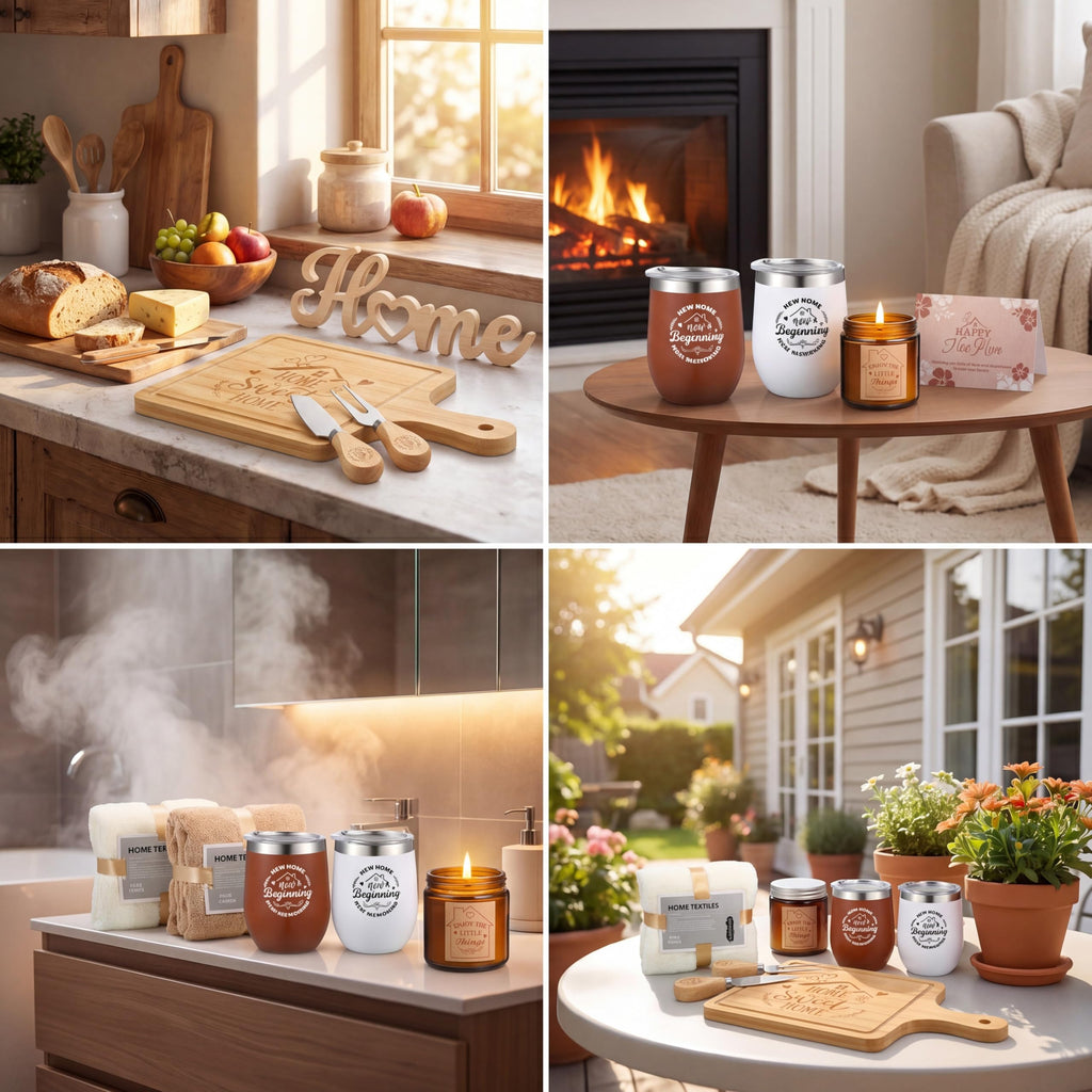 19 Pcs Housewarming Gift for Couple, Rustic Brown New Home Set