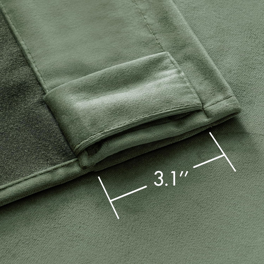 Sage Green Velvet Curtains 96 inches Long - Luxury Blackout Curtains for Bedroom Living Room Thermal Insulated Super