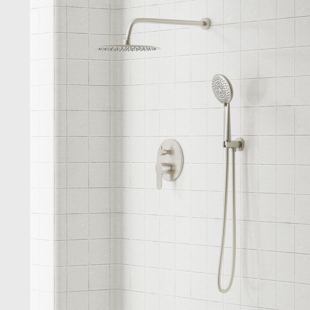 Shower System, 10" Rain Shower Head with Handheld, Brushed Nickel
