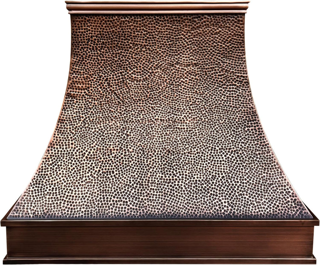 Copper Wall Mount Range Hood 610 CFM LED Lights Dishwasher-Safe Baffle Filters