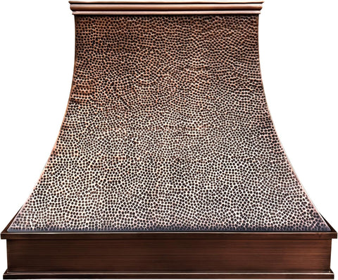 Copper Wall Mount Range Hood 610 CFM LED Lights Dishwasher-Safe Baffle Filters