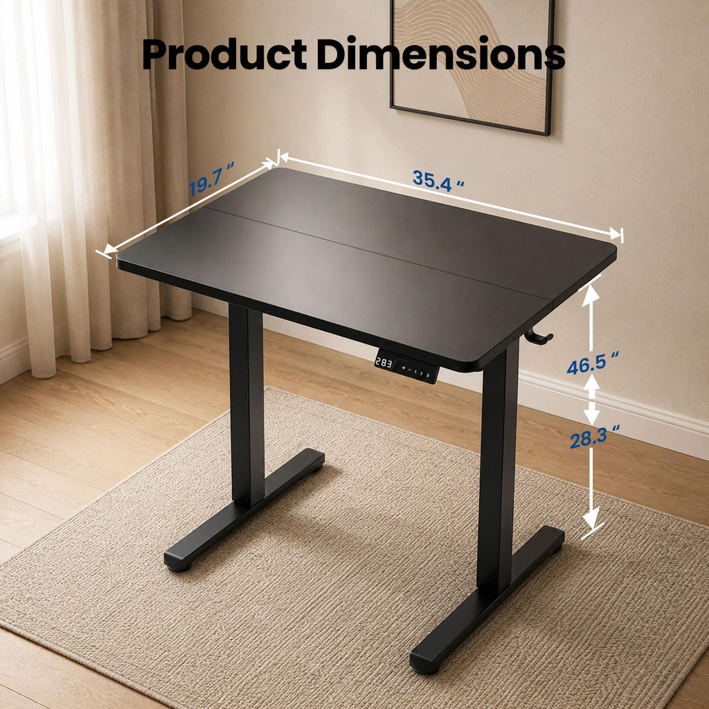 35" x 20" Electric Standing Desk, Compact Height Adjustable Desk for Small Spaces, Small Ergonomic Sit Stand