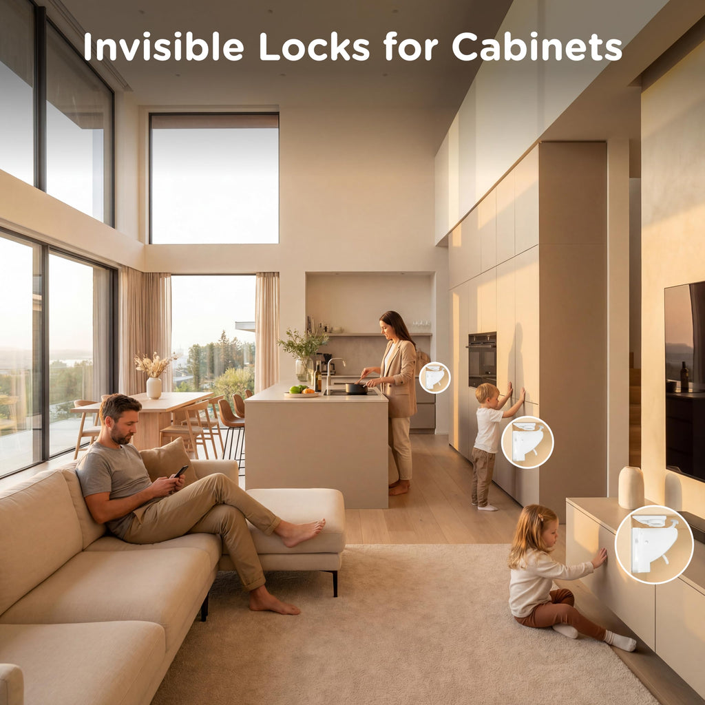 Magnetic Cabinet Locks for Baby Proofing, 10 Pack, 2 Keys