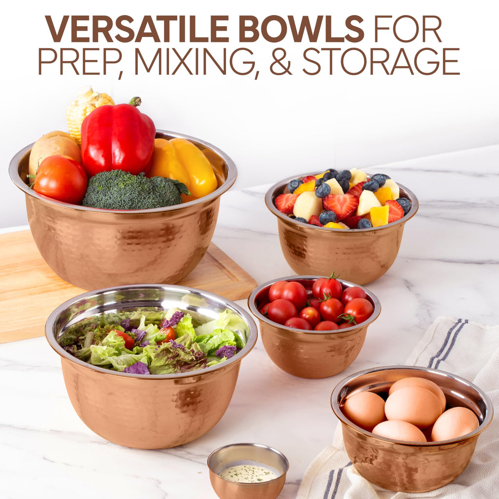 18 Piece Mixing Bowls Set with Airtight Lids, Handcrafted Stainless Steel Bowls, Food Storage Containers, Meal Prep