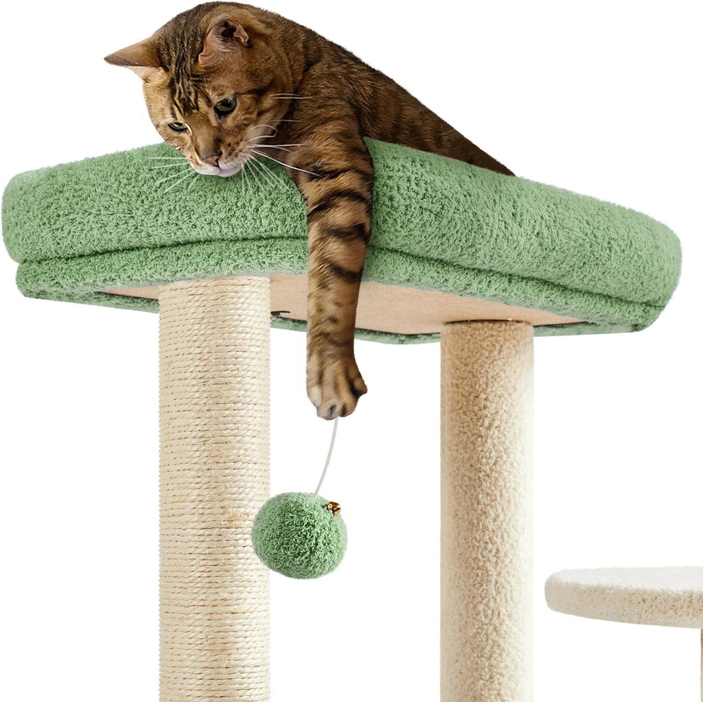 Cat Tree, 35.5in Cat Tower for Indoor Cats, Cat House with Scratching Posts & Padded Perch & Space Capsule, Cute