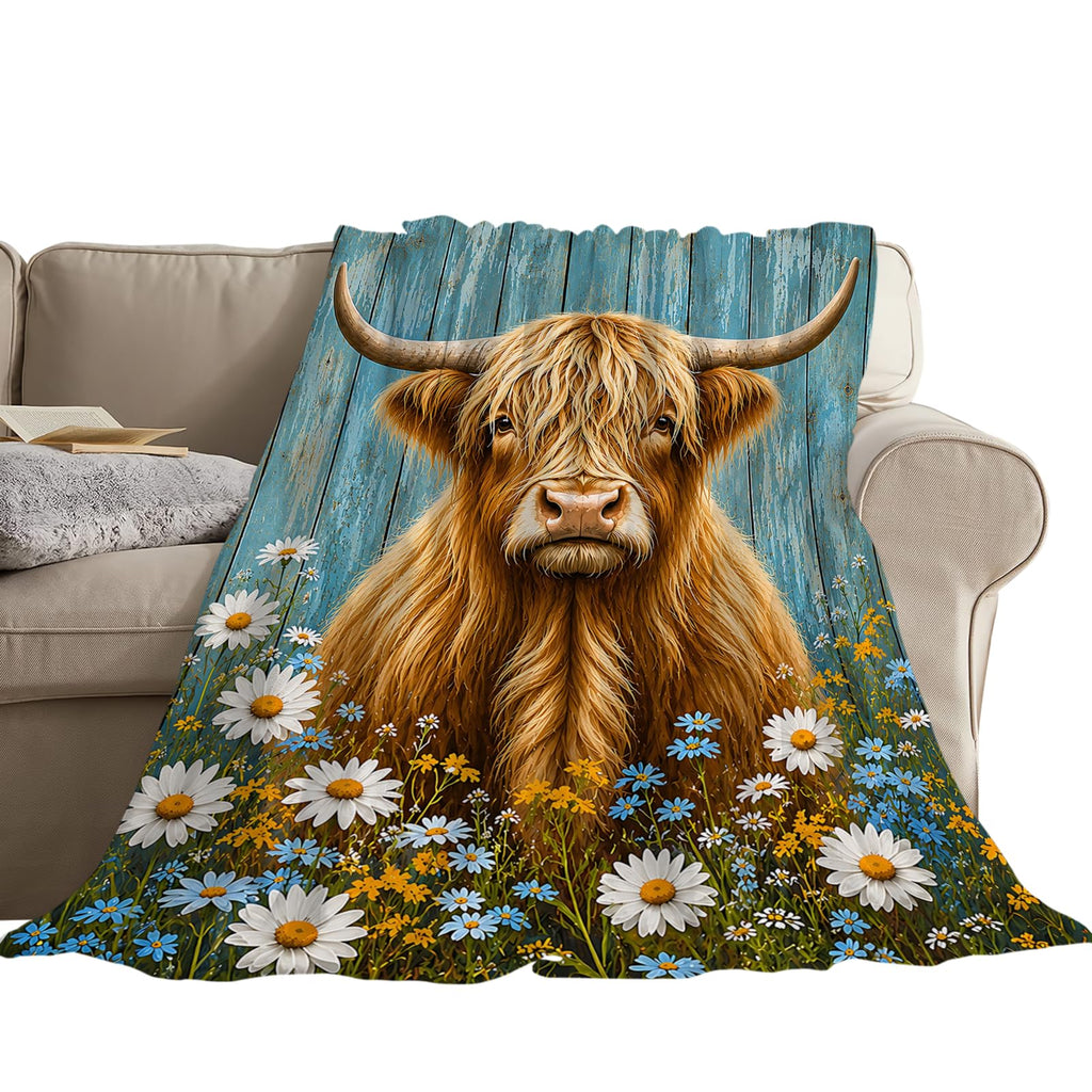 Highland Cow Blanket, Cow Gifts Farmhouse Throw Blanket 60"X80"