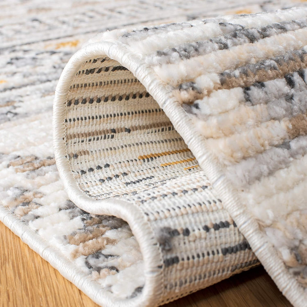 Sedona Collection Accent Rug, Ivory & Charcoal, Moroccan Boho Tribal Design, Non-Shedding & Easy Care
