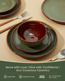 Plates and Bowls Sets for 8, 24 Piece Dinnerware Set for Large Families & Entertaining, Elegant Design